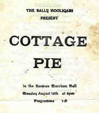 Cottage Pie Program, Page 1, circa 1940.